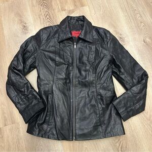 Excelled Collection Black Leather Zip Front Jacket